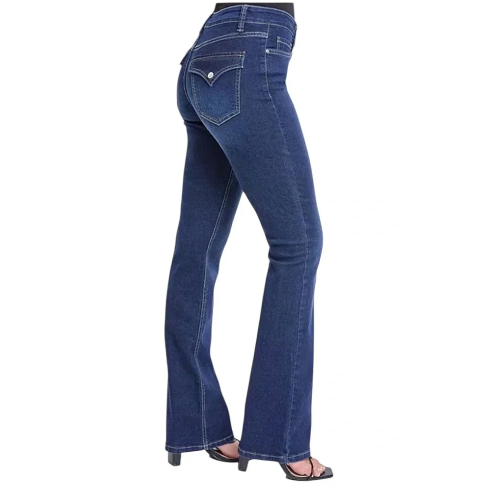YMI Women's Bootcut Jeans Size 16 Mid Rise Dark Wash Slimming Stretch NWT